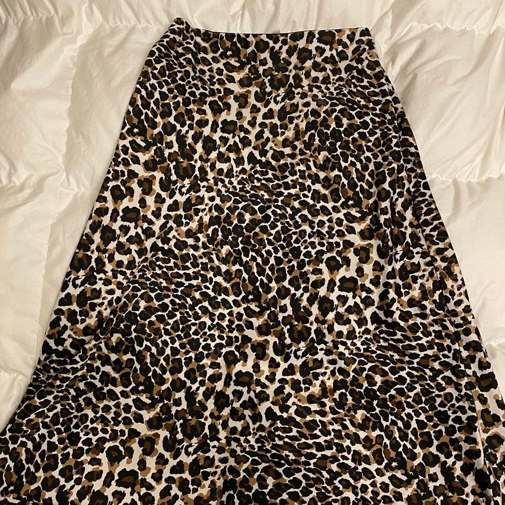 Express x Rocky Barnes Leopard Print Midi Skirt